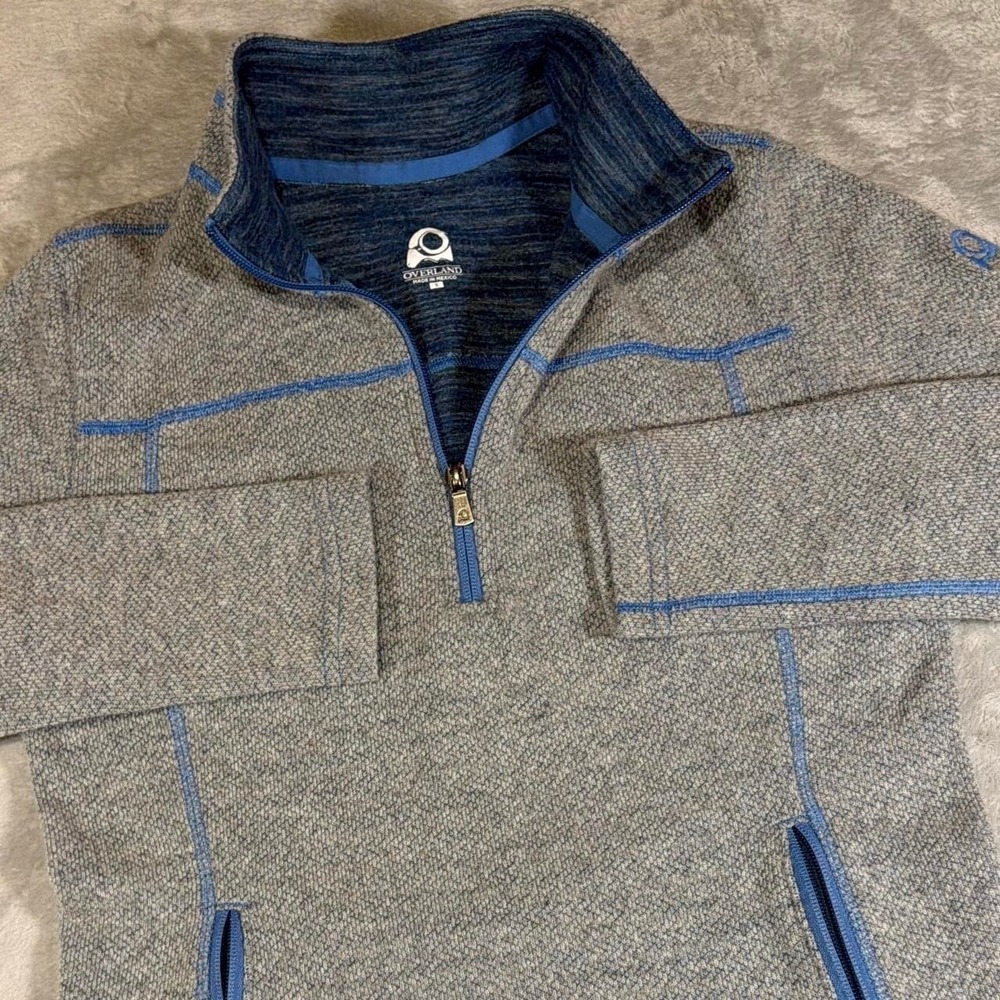 Overland Quarter-Zip Wool Blend Pullover | Gray/Blue | Small